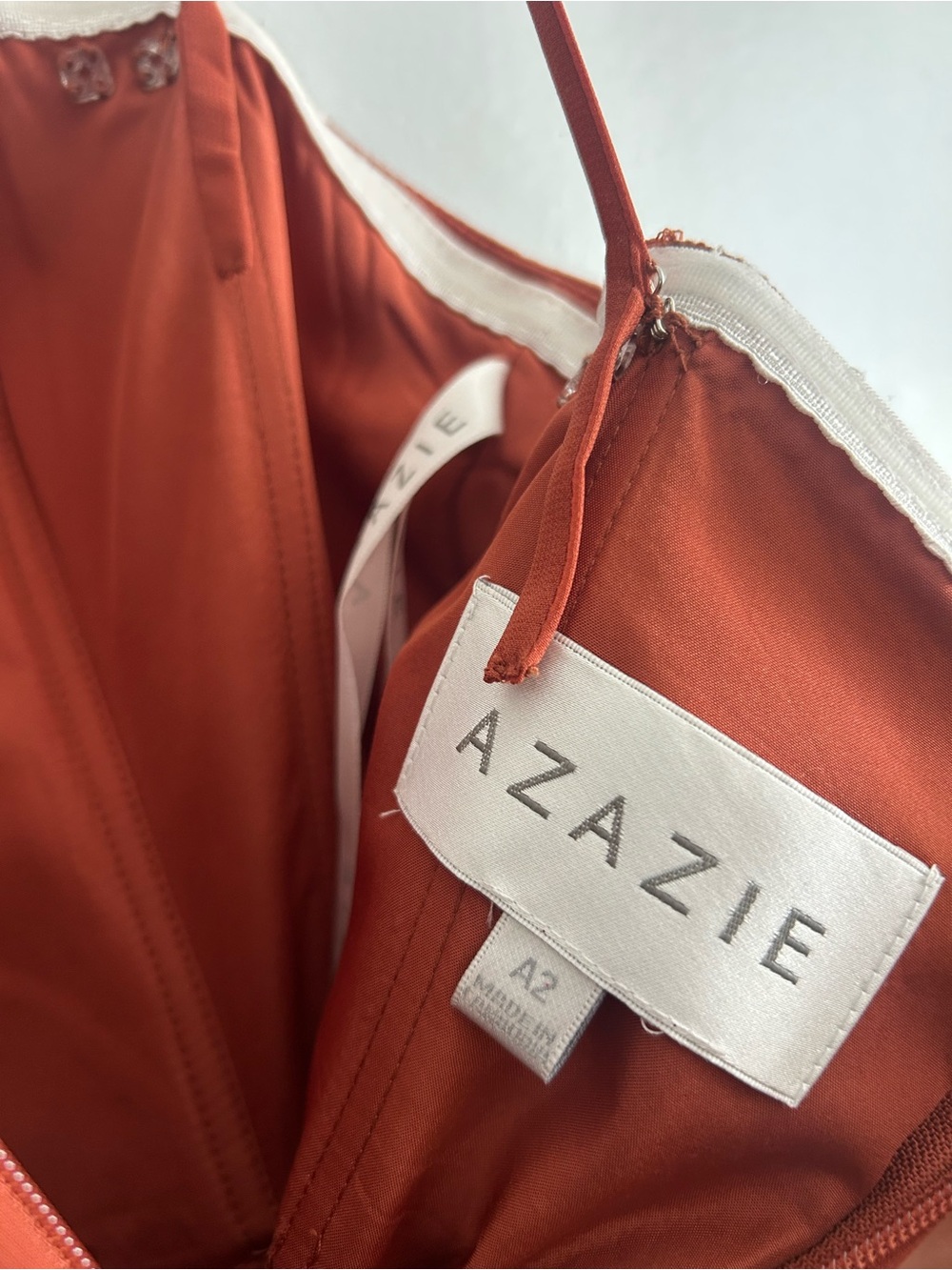 Azazie Bridesmaid Spaghetti Strap Rust Maxi Dress - Picture 7 of 16